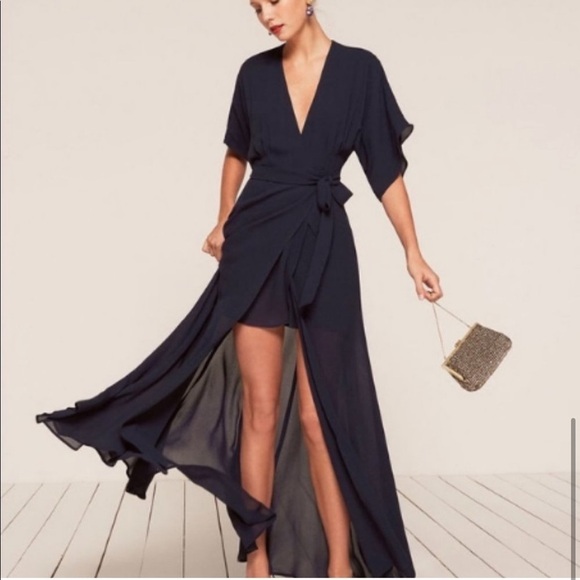 REFORMATION Navy Blue Winslow Maxi Dress New with Tags! - Picture 5 of 11